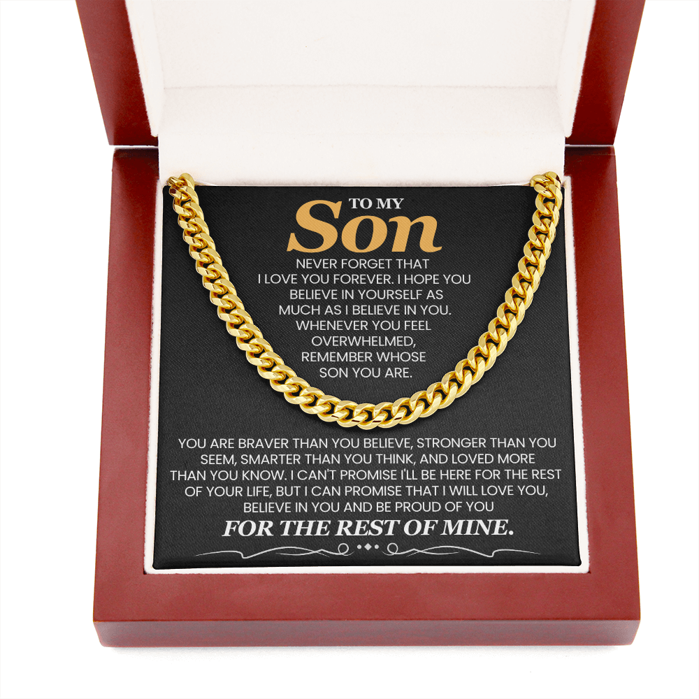 To My Son Braver Stronger Loved Cuban Link Chain