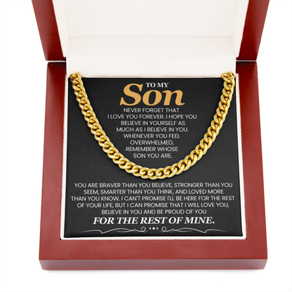 To My Son Braver Stronger Loved Cuban Link Chain
