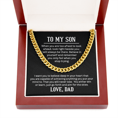 To My Son Believe In Yourself Cuban Link Chain