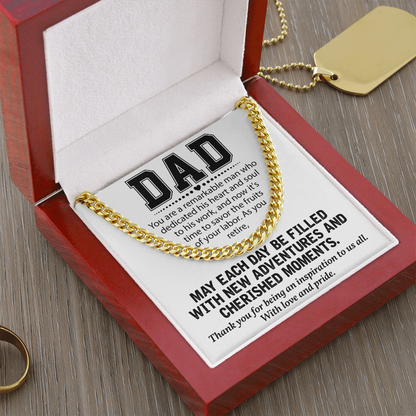 Retirement Gift for Dad Necklace – Proud & Grateful