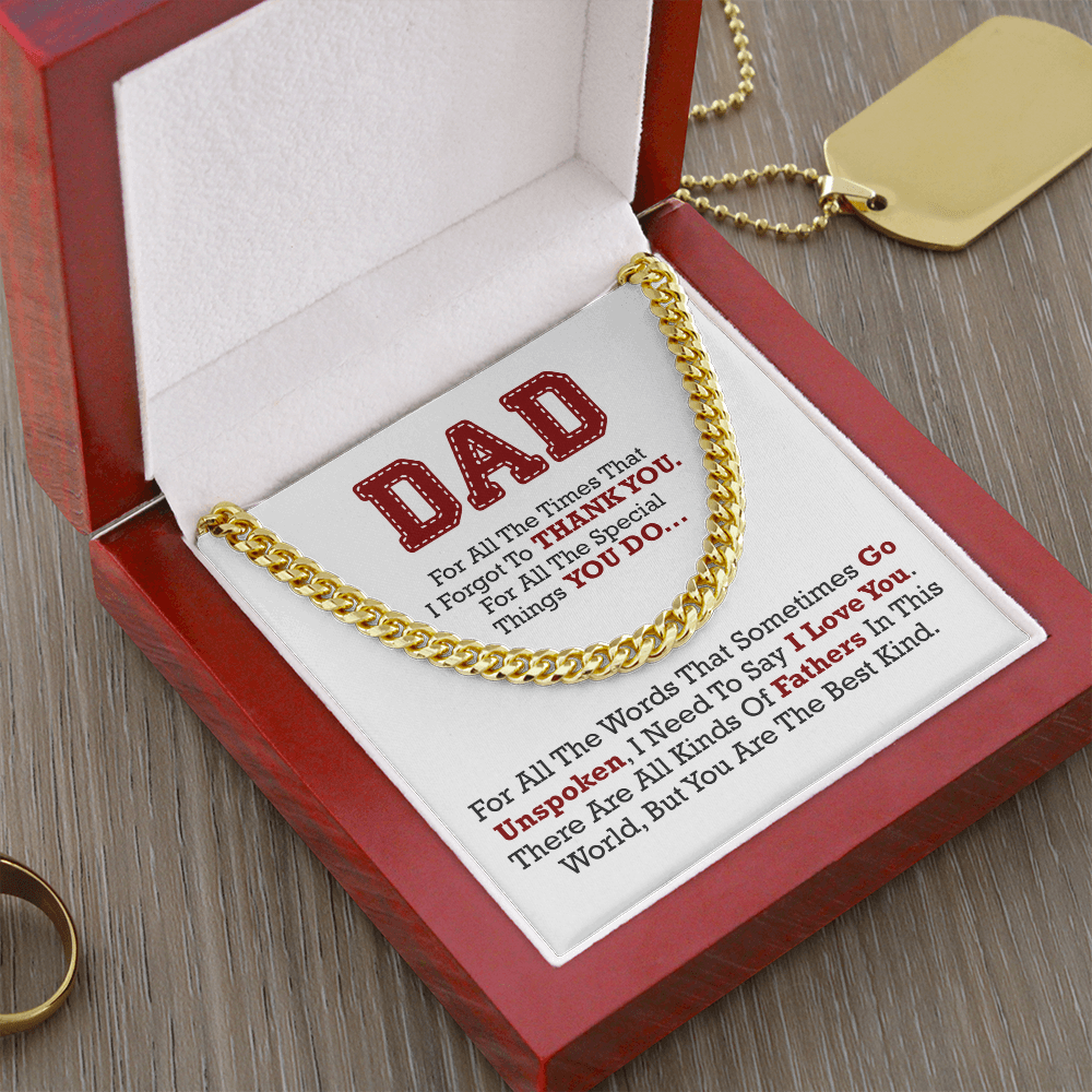 Best Dad Ever Cuban Link Necklace – Thank You for Everything