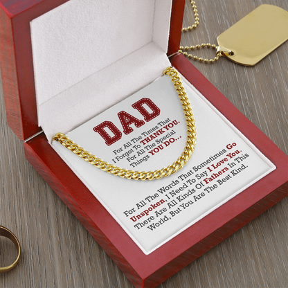 Best Dad Ever Cuban Link Necklace – Thank You for Everything