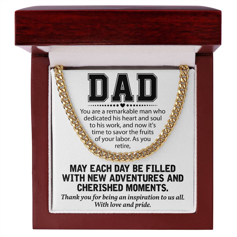 Retirement Gift for Dad Necklace – Proud & Grateful