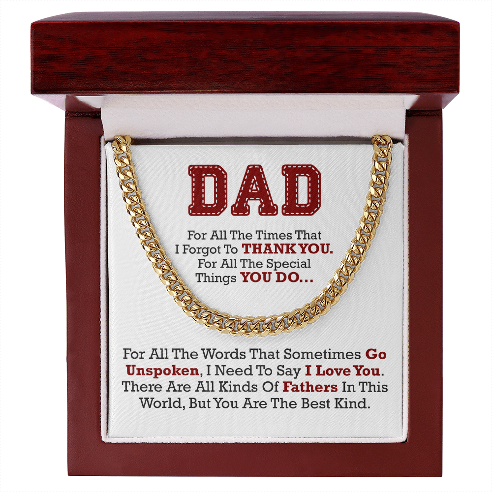 Best Dad Ever Cuban Link Necklace – Thank You for Everything