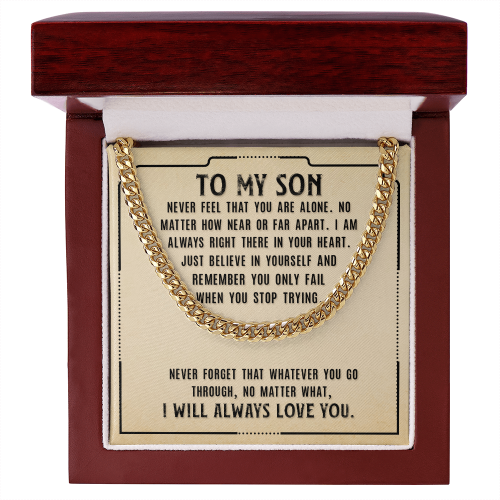To My Son Never Alone Dad Cross Necklace Gift