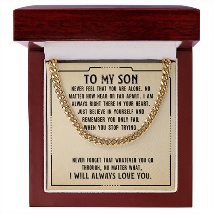 To My Son Never Alone Dad Cross Necklace Gift