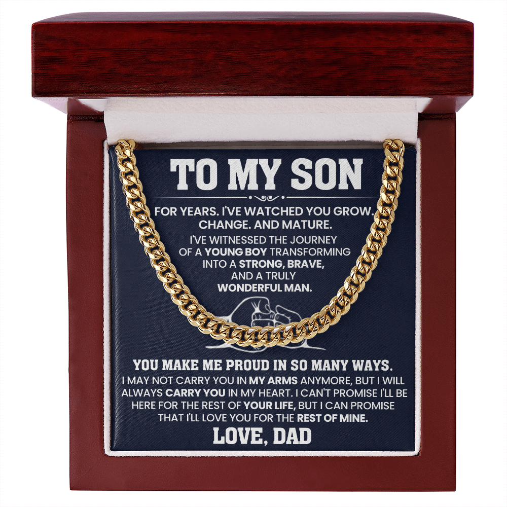To My Son Proud Dad Love Cuban Link Chain Gift