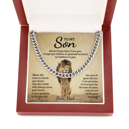 To My Son Old Lion Dad Cuban Link Chain Gift
