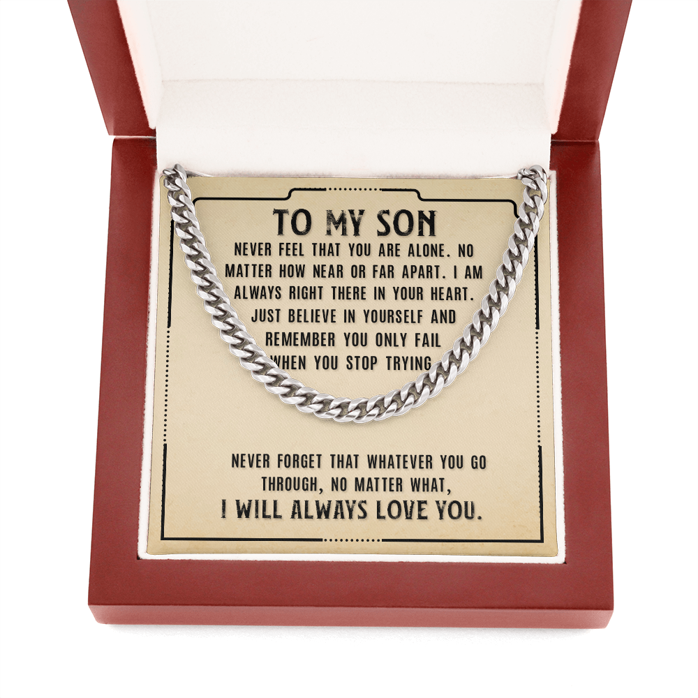 To My Son Never Alone Dad Cross Necklace Gift