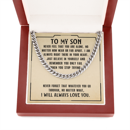 To My Son Never Alone Dad Cross Necklace Gift