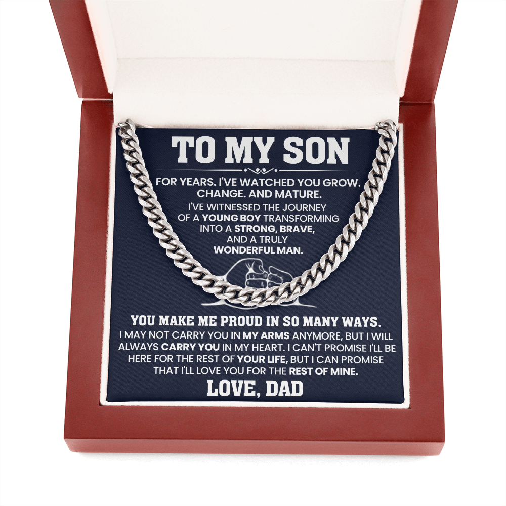 To My Son Proud Dad Love Cuban Link Chain Gift