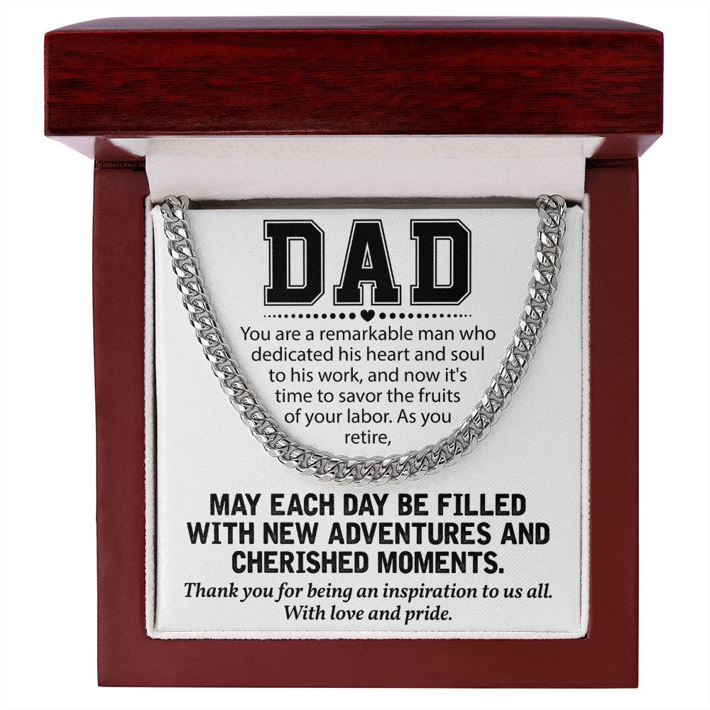 Retirement Gift for Dad Necklace – Proud & Grateful