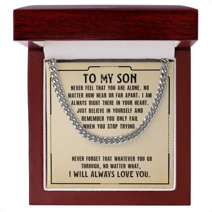 To My Son Never Alone Dad Cross Necklace Gift