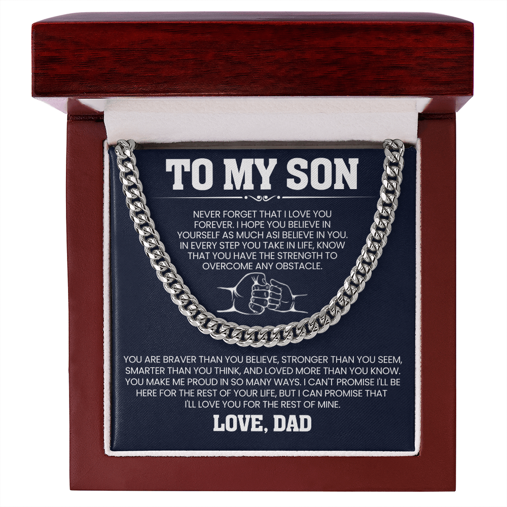 Gift for Son from Dad Cuban Link Necklace – Forever Love & Strength Gift