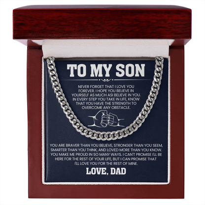 Gift for Son from Dad Cuban Link Necklace – Forever Love & Strength Gift