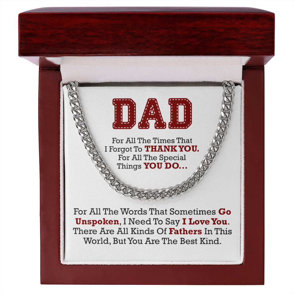 Best Dad Ever Cuban Link Necklace – Thank You for Everything