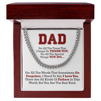 Best Dad Ever Cuban Link Necklace – Thank You for Everything