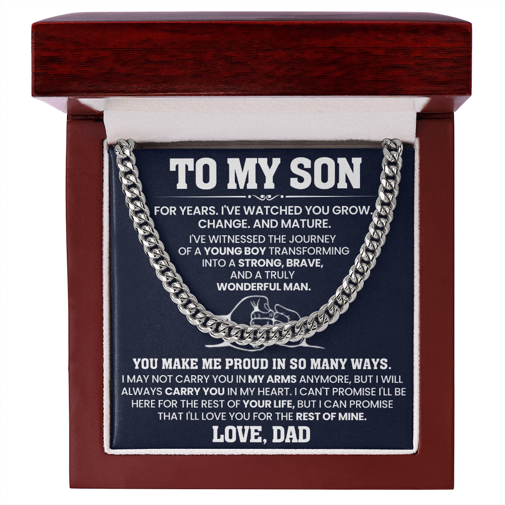 To My Son Proud Dad Love Cuban Link Chain Gift