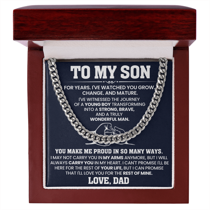 To My Son Proud Dad Love Cuban Link Chain Gift