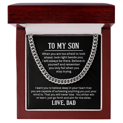 To My Son Believe In Yourself Cuban Link Chain