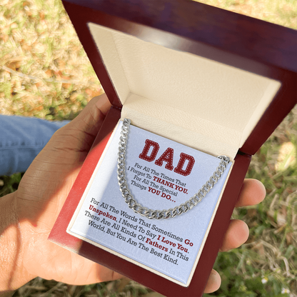 Best Dad Ever Cuban Link Necklace – Thank You for Everything