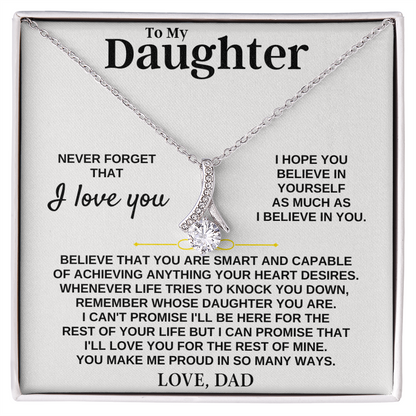 Gift for Daughter from Dad, Alluring Beauty Necklace & Heartfelt Message