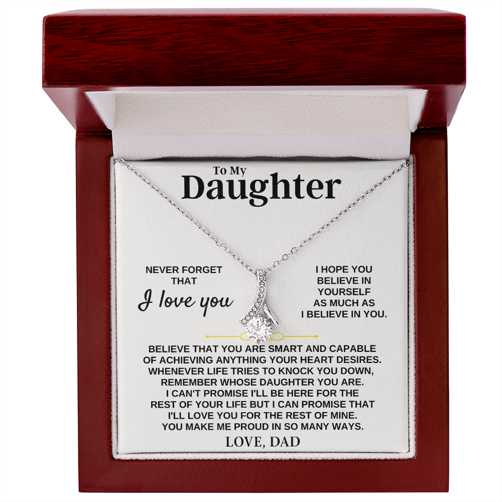 Gift for Daughter from Dad, Alluring Beauty Necklace & Heartfelt Message