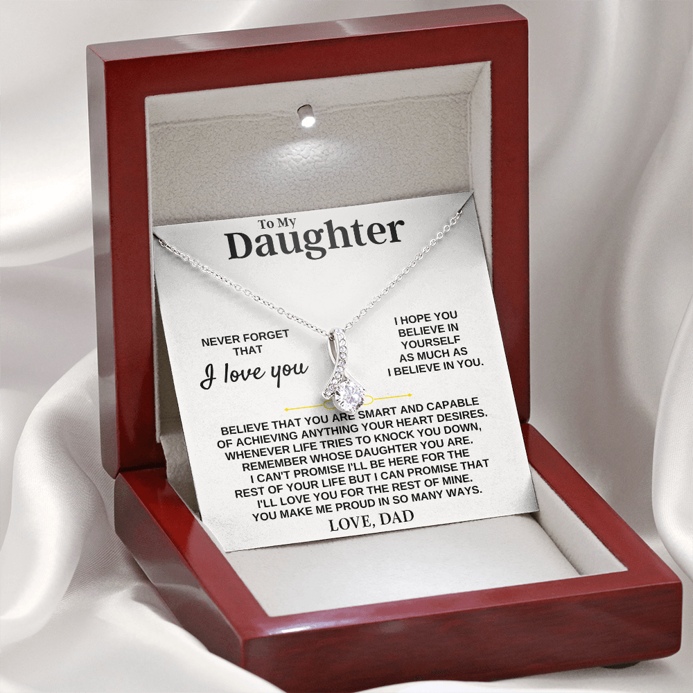 Gift for Daughter from Dad, Alluring Beauty Necklace & Heartfelt Message