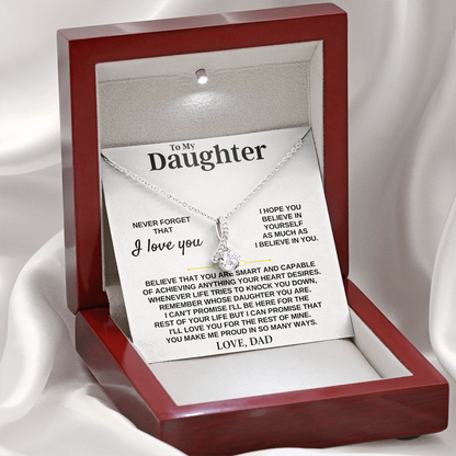 Gift for Daughter from Dad, Alluring Beauty Necklace & Heartfelt Message