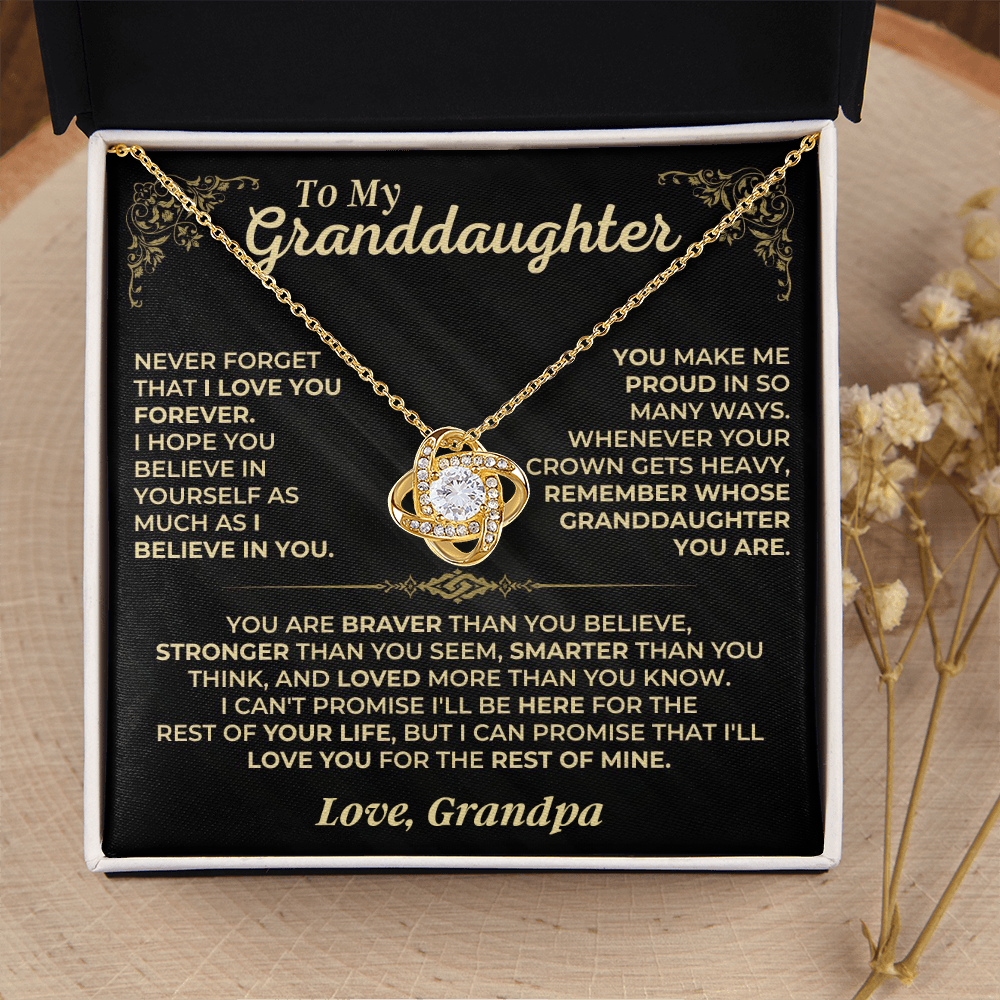 To My Granddaughter Love Knot Necklace – Believe & Stay Strong