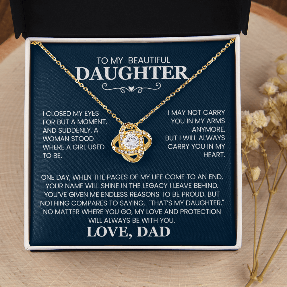 Love Knot Necklace for Beautiful Daughter from Dad – Heartfelt Keepsake Gift