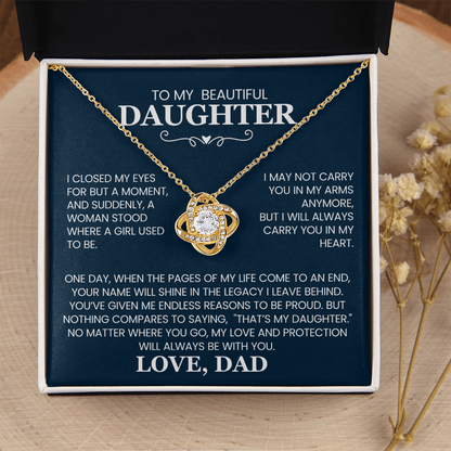 Love Knot Necklace for Beautiful Daughter from Dad – Heartfelt Keepsake Gift