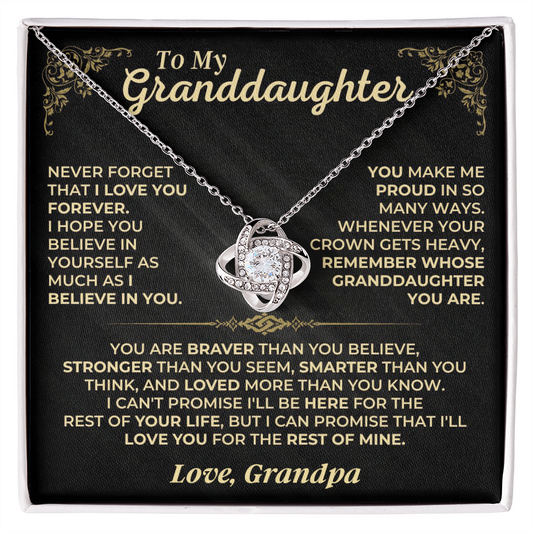 Granddaughter Love Knot Necklace from Grandpa | Forever Loved Keepsake