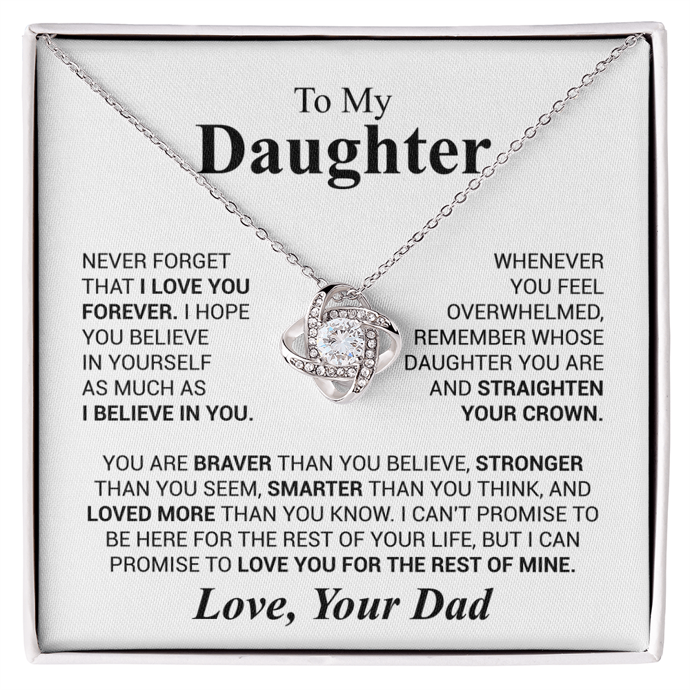 To My Daughter Love Knot Necklace – Crown & Strength Gift