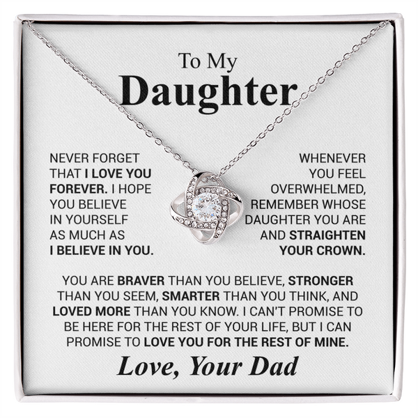 To My Daughter Love Knot Necklace – Crown & Strength Gift