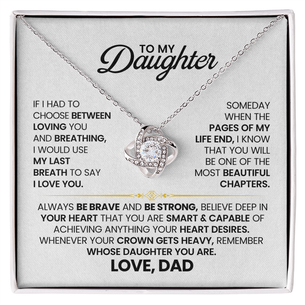 To My Daughter Love Knot Necklace – Bravery & Crown Gift