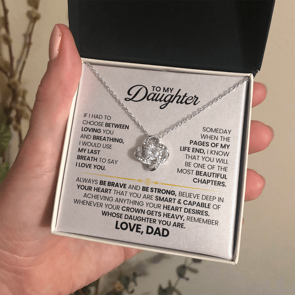 To My Daughter Love Knot Necklace – Bravery & Crown Gift