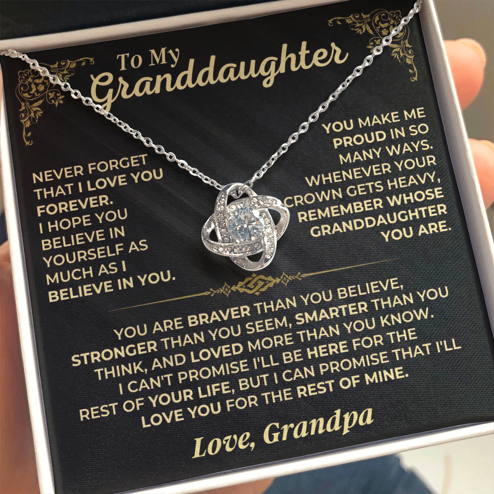 To My Granddaughter Love Knot Necklace – Believe & Stay Strong