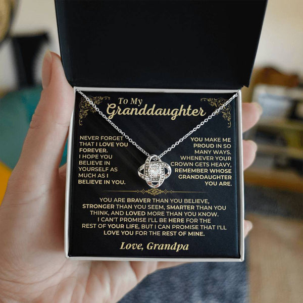 To My Granddaughter Love Knot Necklace – Believe & Stay Strong