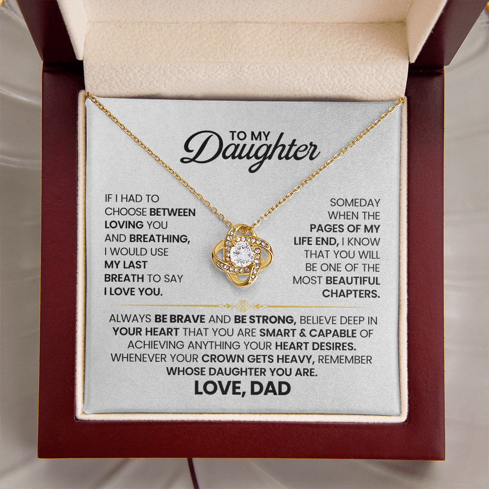 To My Daughter Love Knot Necklace – Bravery & Crown Gift