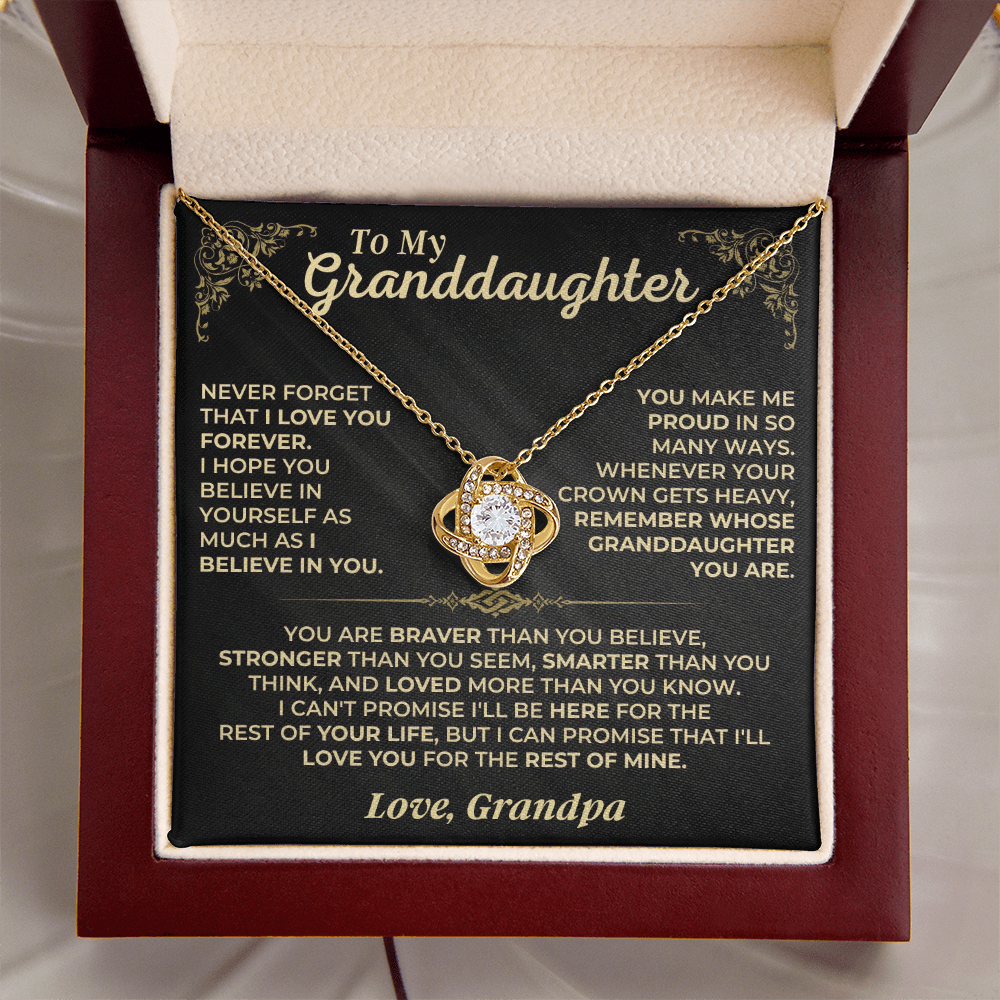 To My Granddaughter Love Knot Necklace – Believe & Stay Strong