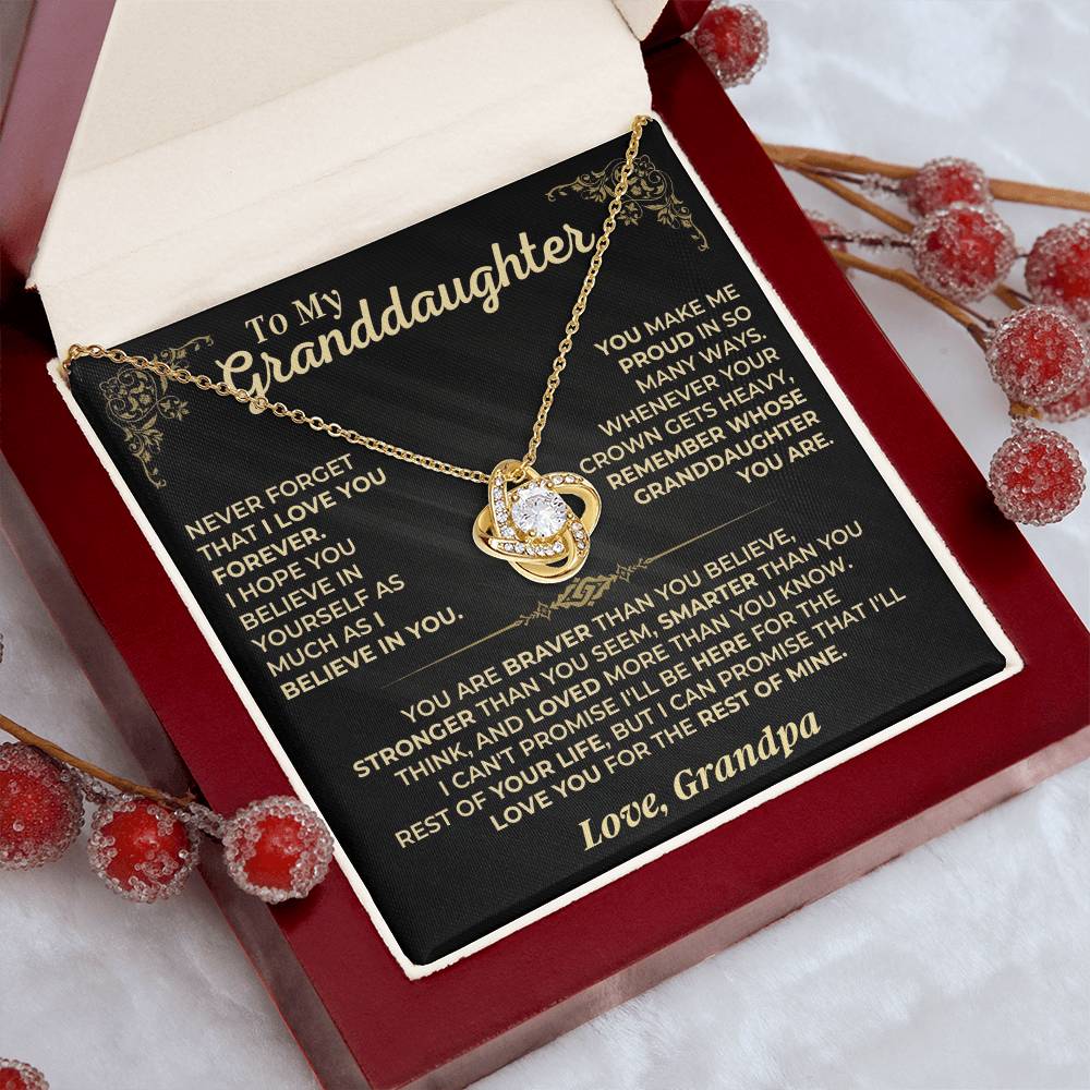 To My Granddaughter Love Knot Necklace – Believe & Stay Strong