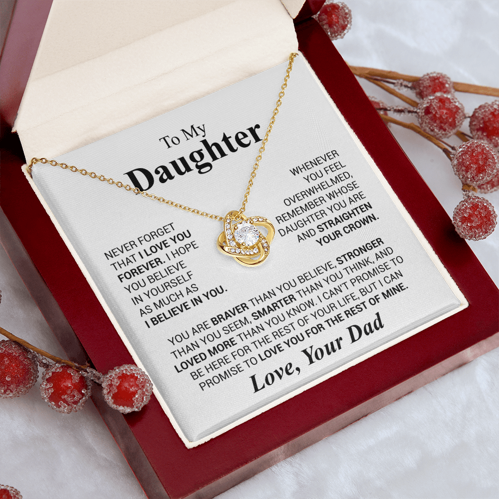 To My Daughter Love Knot Necklace – Crown & Strength Gift
