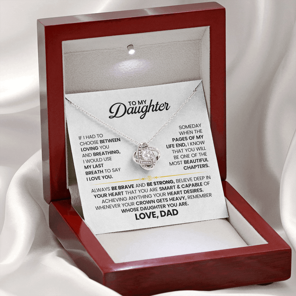 To My Daughter Love Knot Necklace – Bravery & Crown Gift
