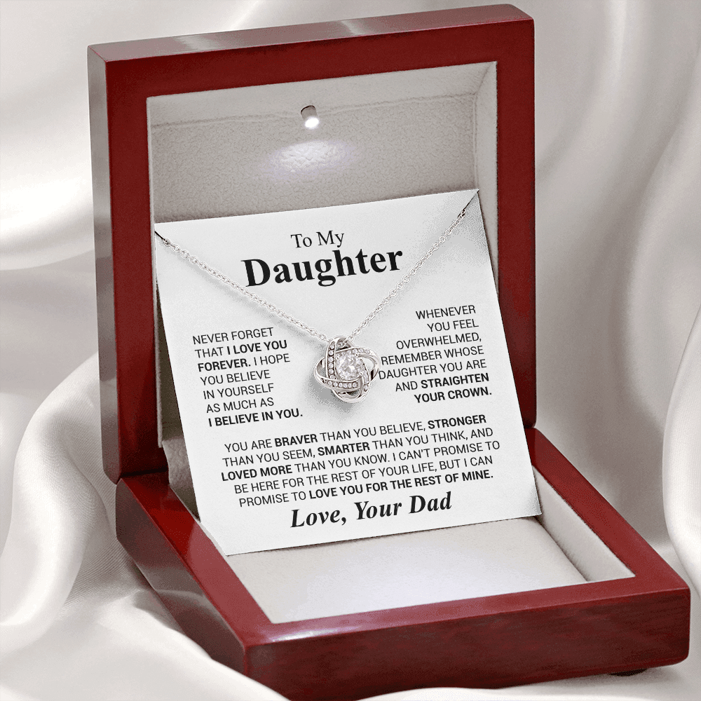 To My Daughter Love Knot Necklace – Crown & Strength Gift