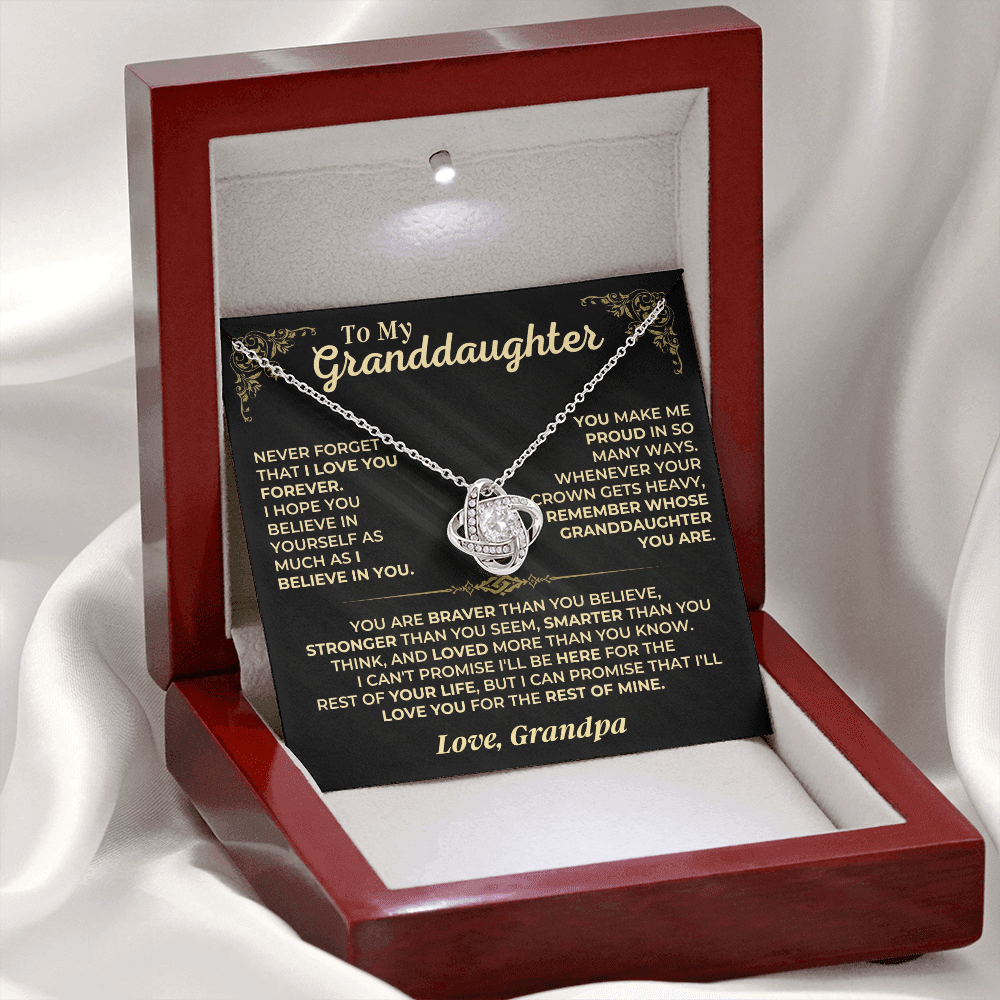 To My Granddaughter Love Knot Necklace – Believe & Stay Strong