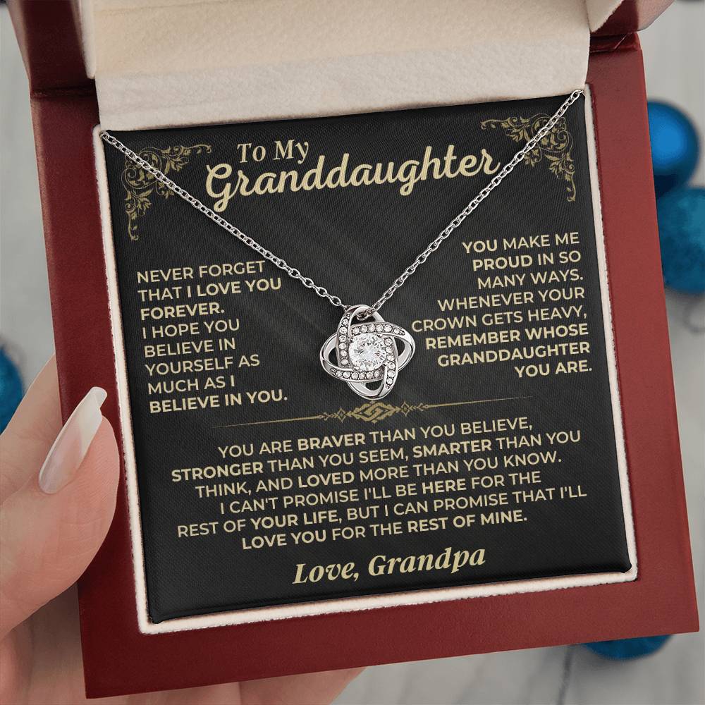 To My Granddaughter Love Knot Necklace – Believe & Stay Strong