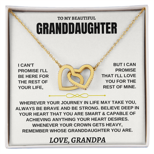 Granddaughter Necklace from Grandpa - Interlocking Hearts CZ Pendant Gift