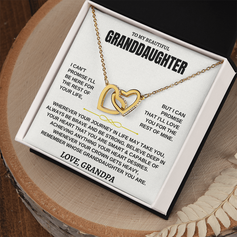 Granddaughter Necklace from Grandpa - Interlocking Hearts CZ Pendant Gift