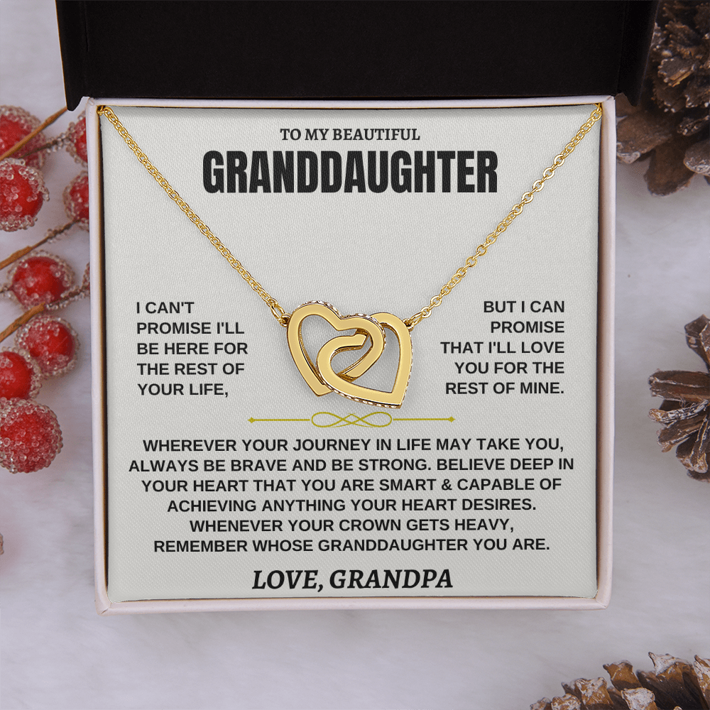 Granddaughter Necklace from Grandpa - Interlocking Hearts CZ Pendant Gift